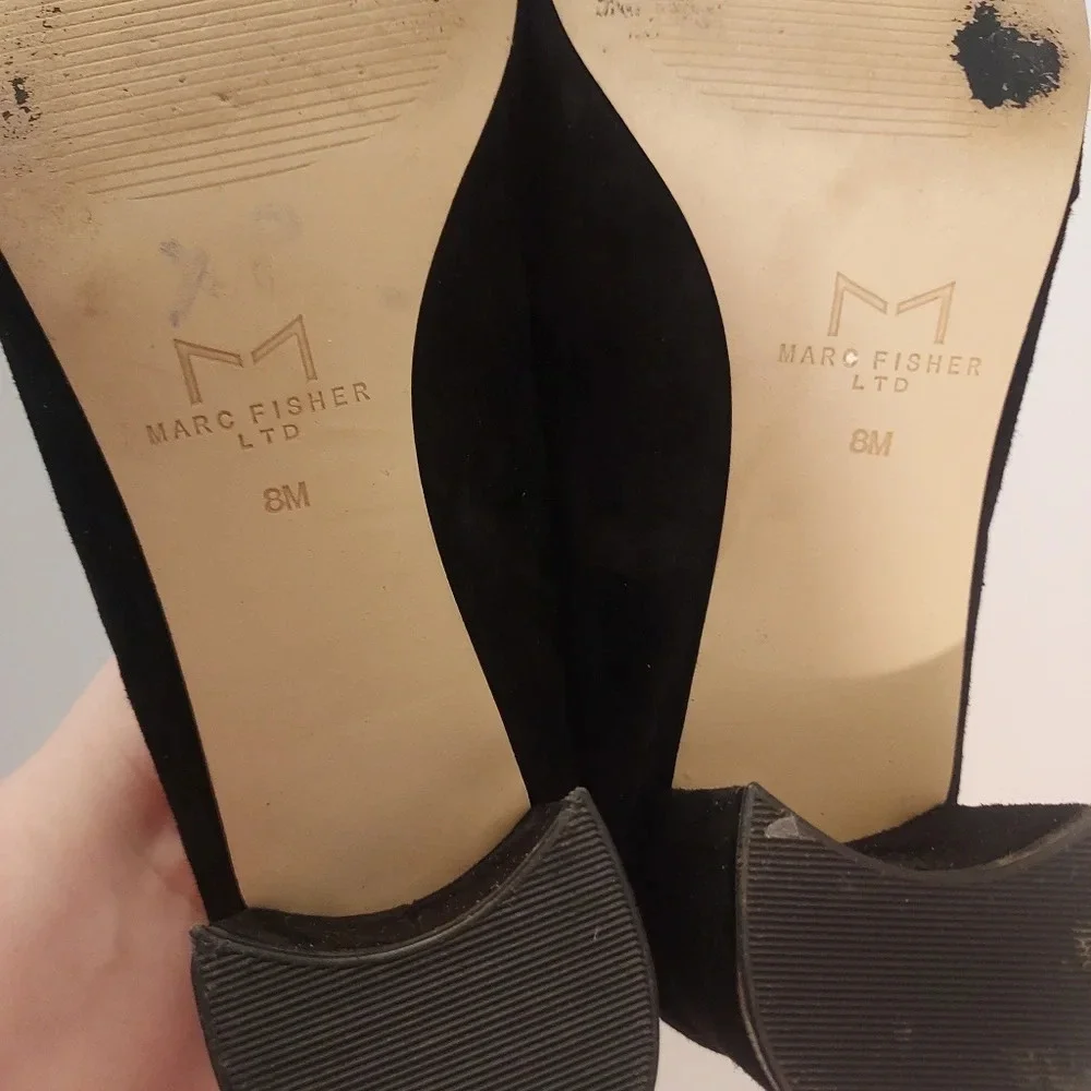 Marc Fisher LTD Black Suede Mlyovani Pointed Toe Block Heels in Size 8 M - Picture 9 of 13